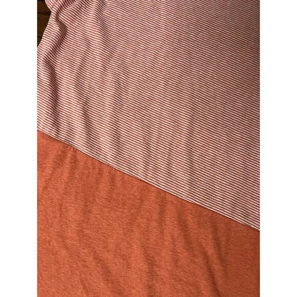 Onia Linen Blend Short Sleeve Crew Neck T-Shirt Orange Striped Sz Large - Picture 7 of 7